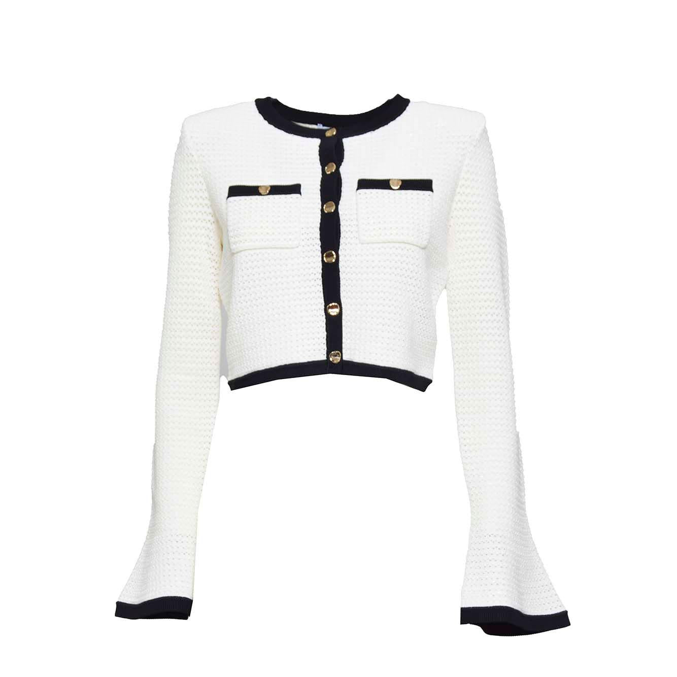Cardigan in maglia crochet bianco Self-Portrait 