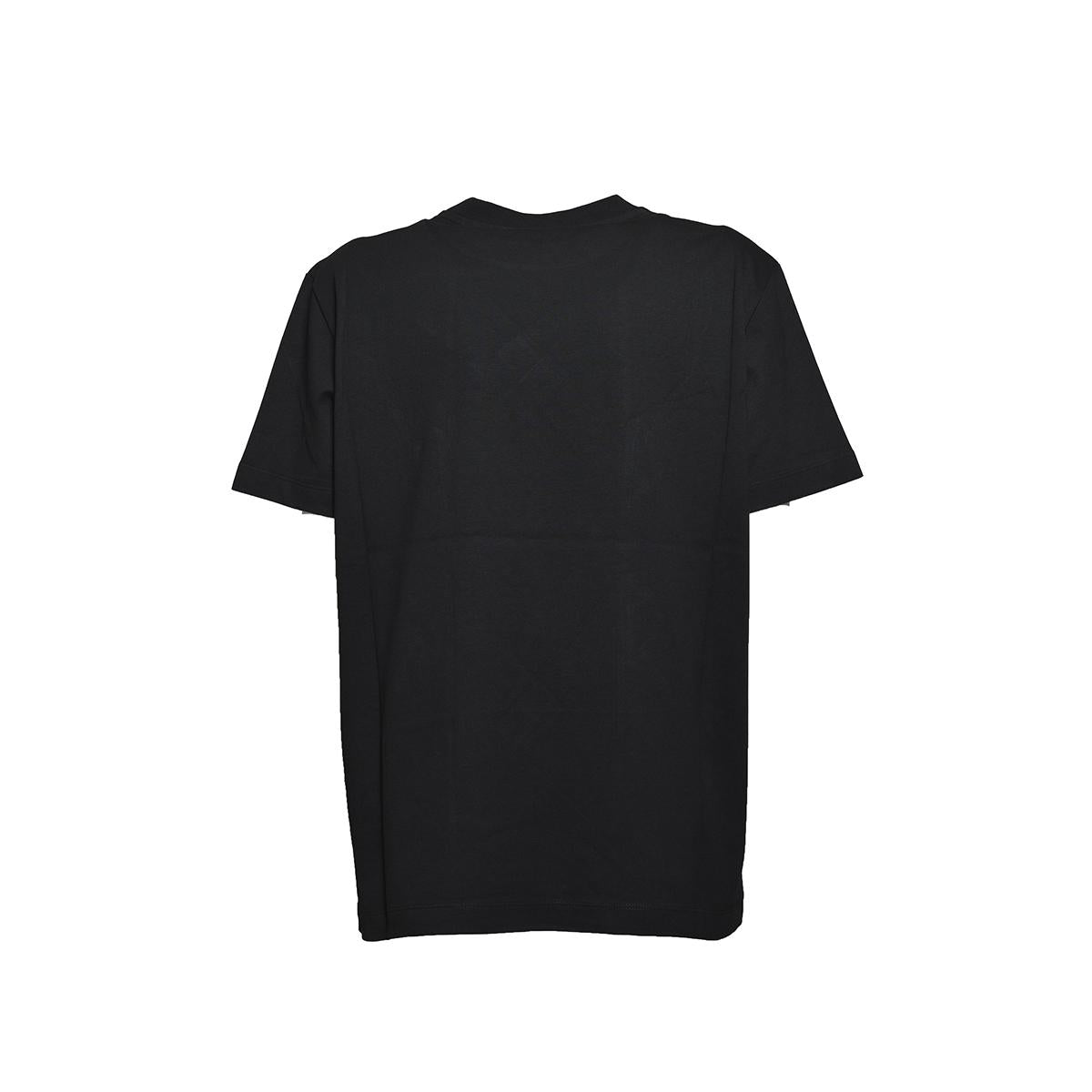 T-shirt in cotone nero con stampa logo MSGM 