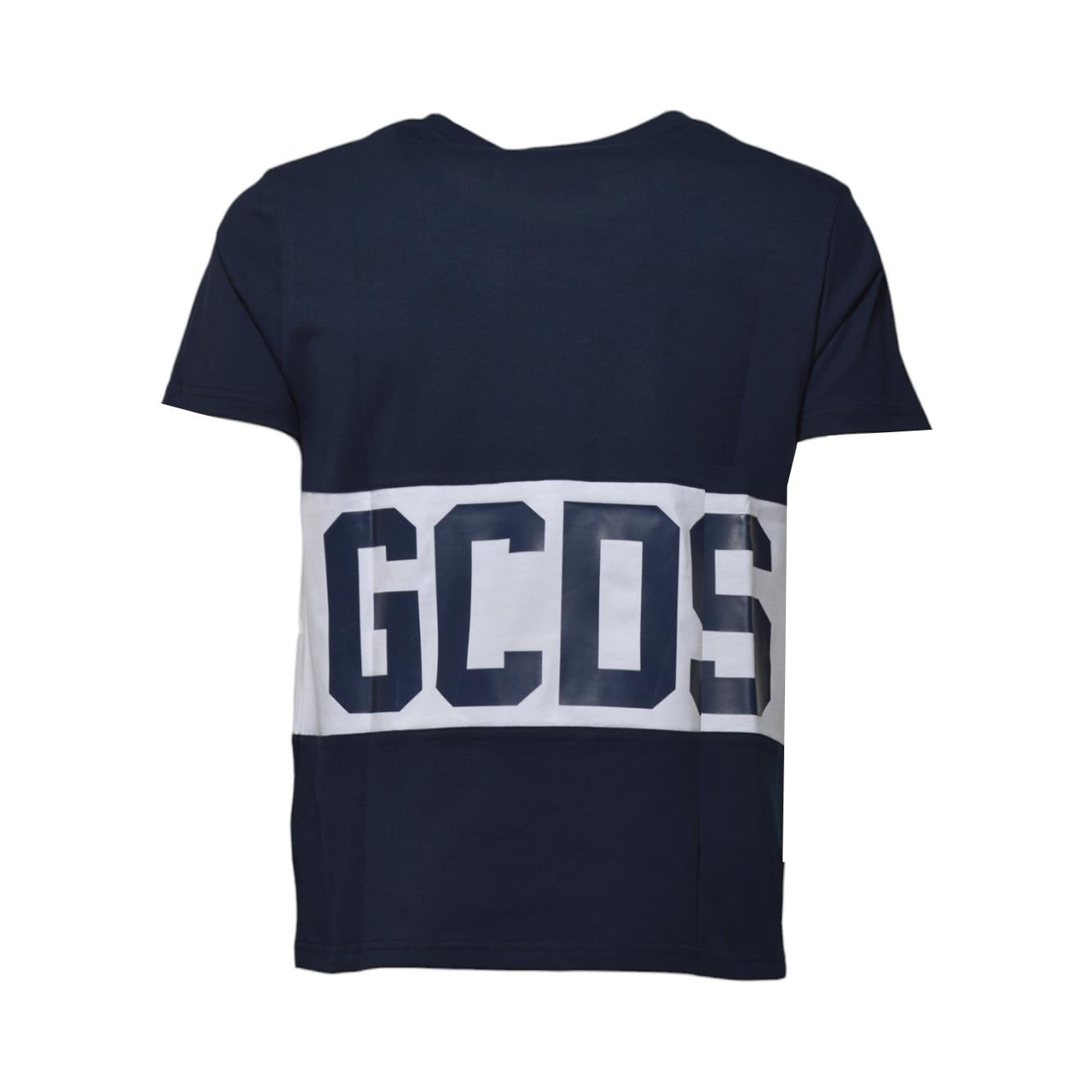 T-shirt Band Logo in cotone blu scuro GCDS 