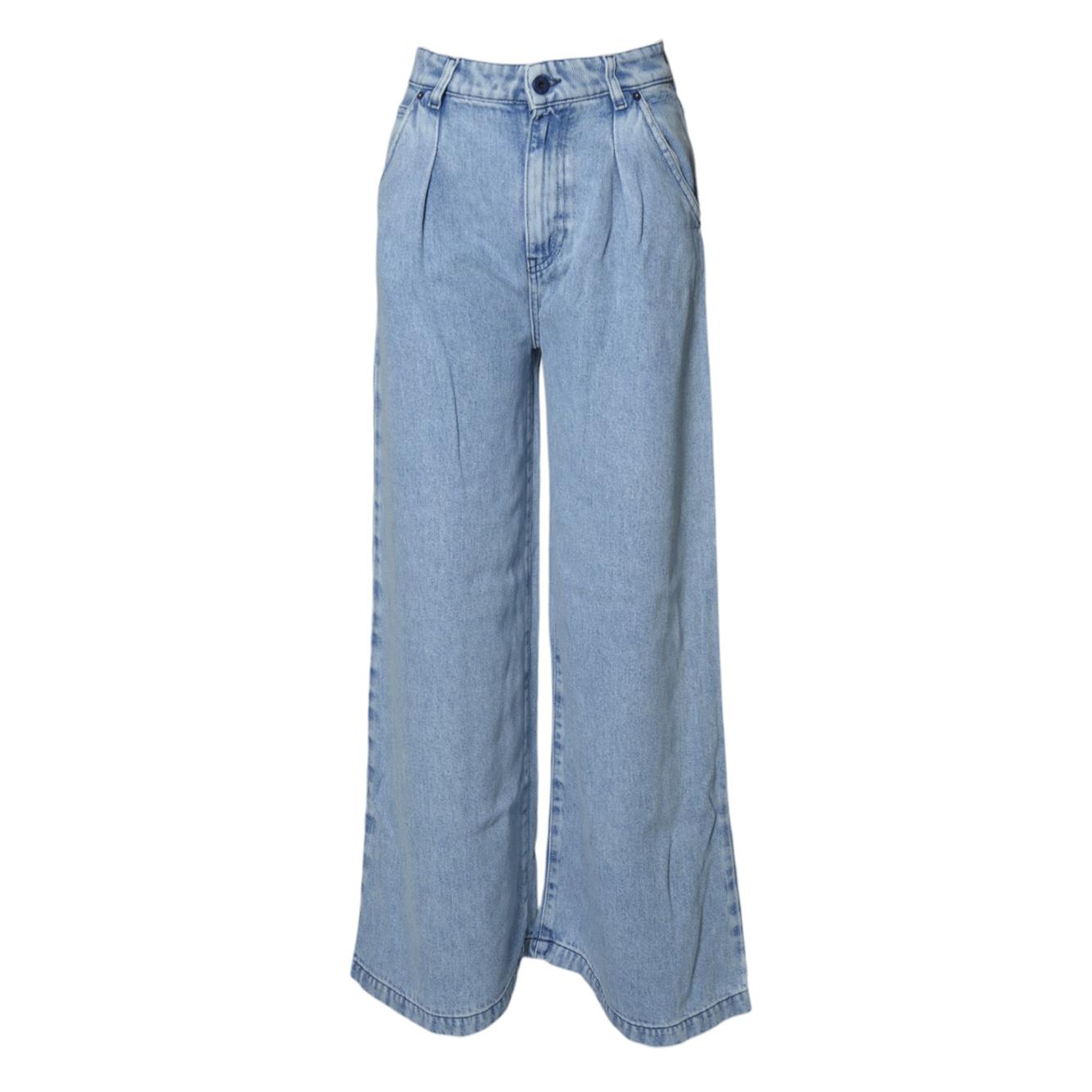 Jeans wide leg in denim azzurro Solotre 