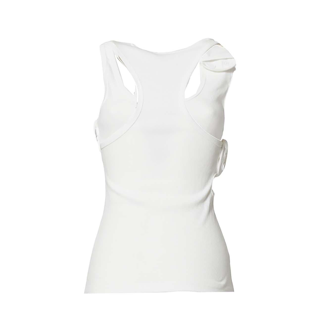 Top Double Buckle 90's a costine bianco Courrèges 