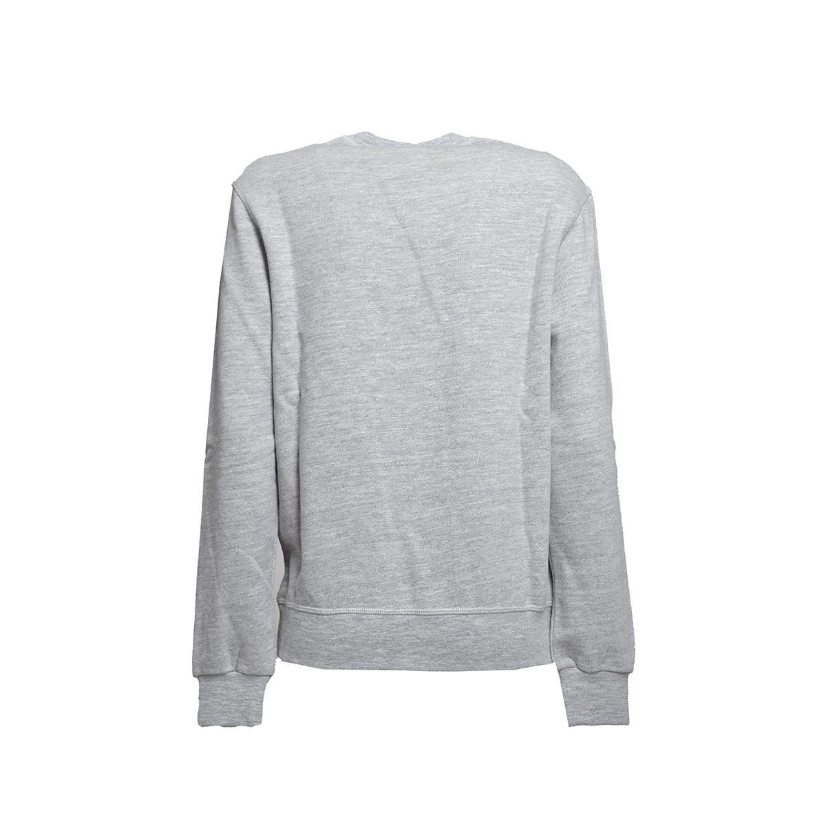 Felpa girocollo in cotone grigio melange con stampa logo Dsquared2 Junior 