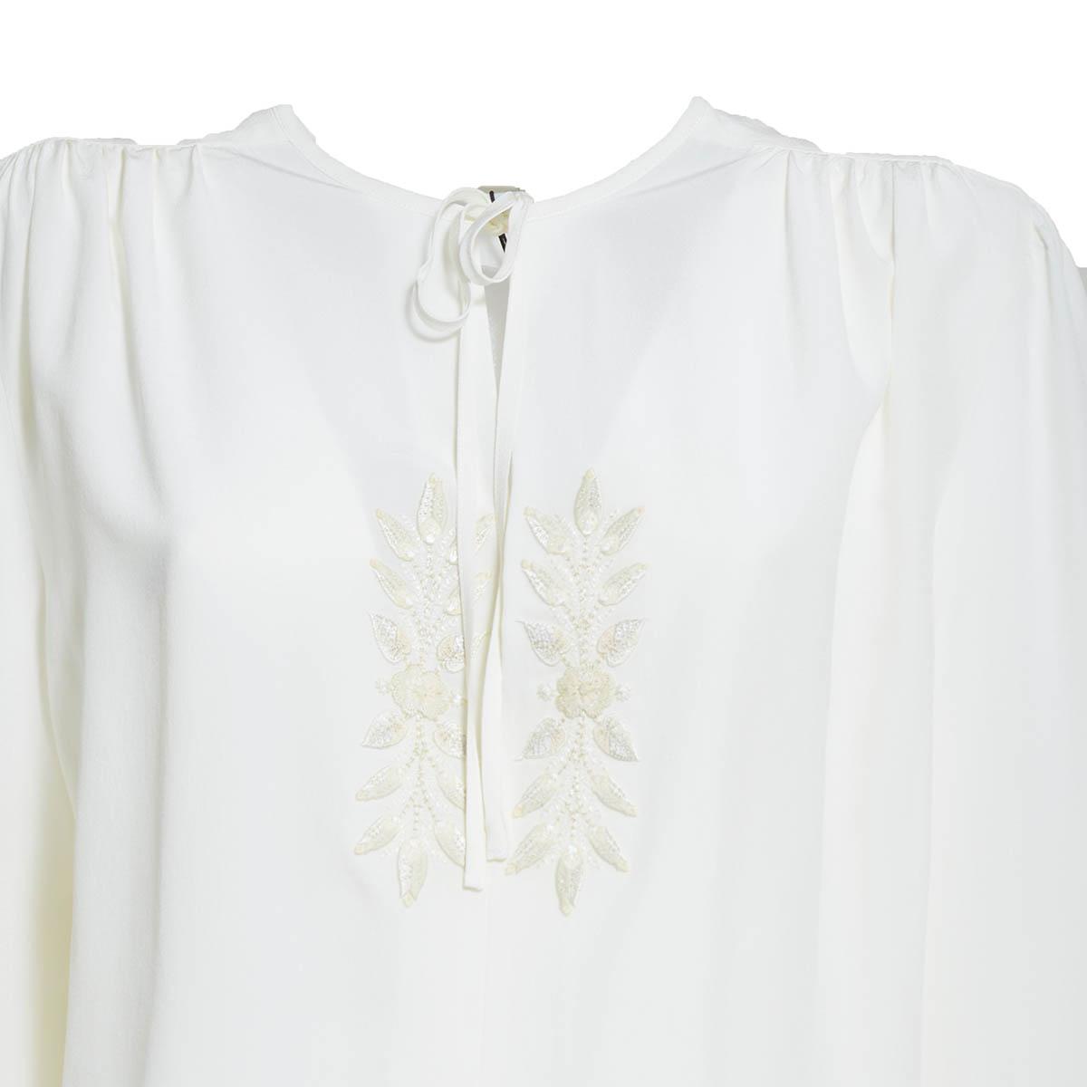 Blusa in seta con ricami e fiocco panna Etro 