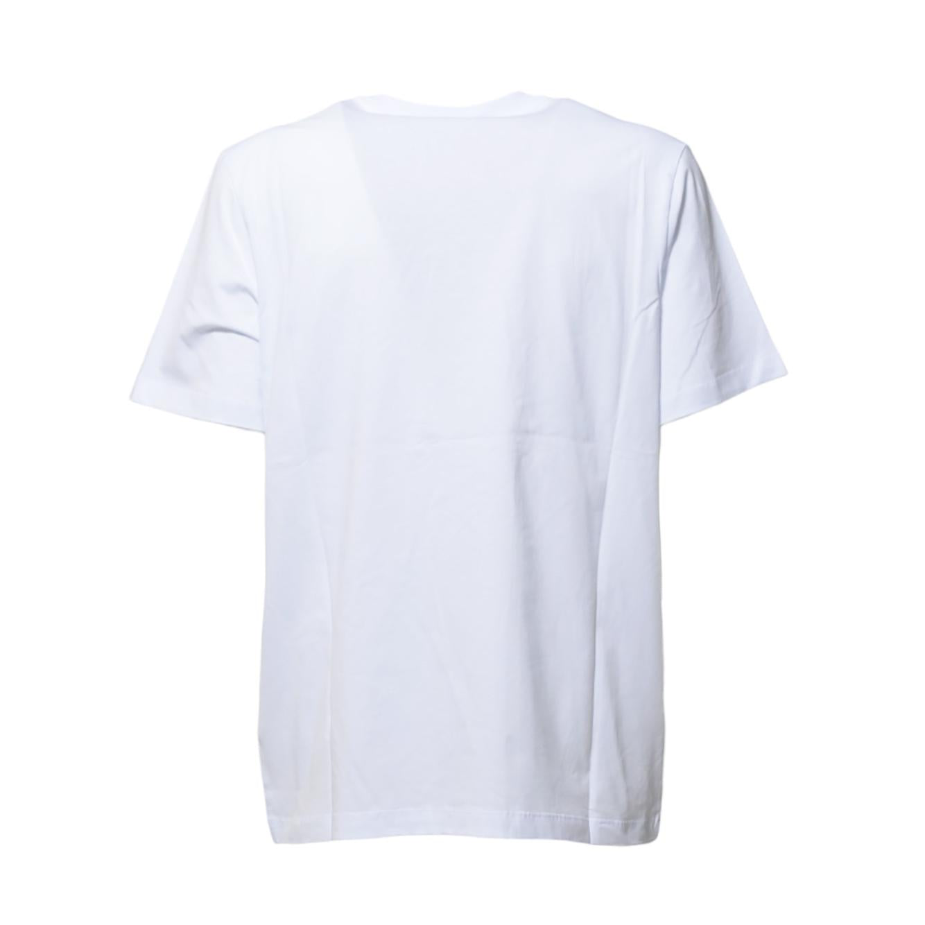 T-shirt in cotone bianco con stampa mini logo MSGM 