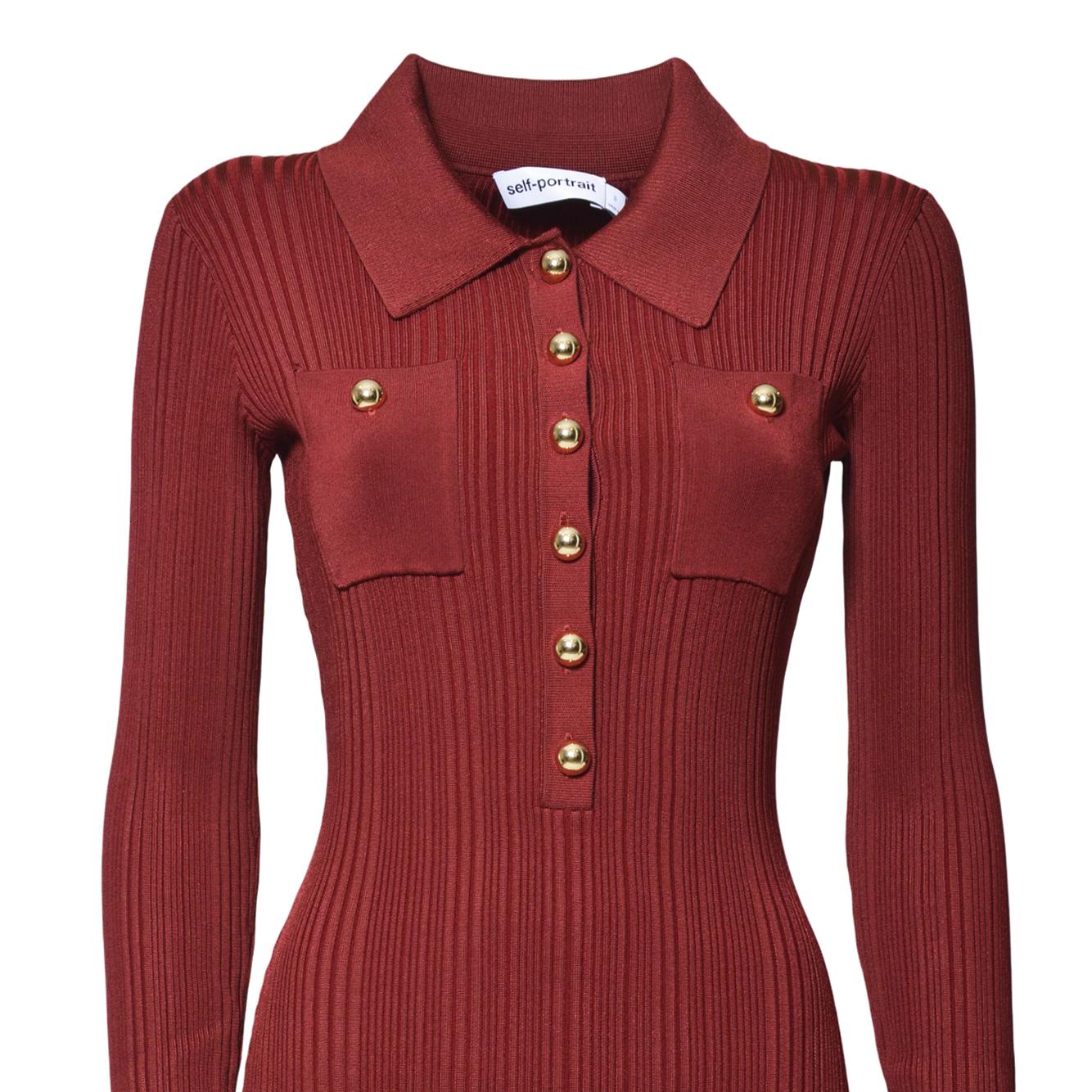 burgundy ribbed knit midi dress 