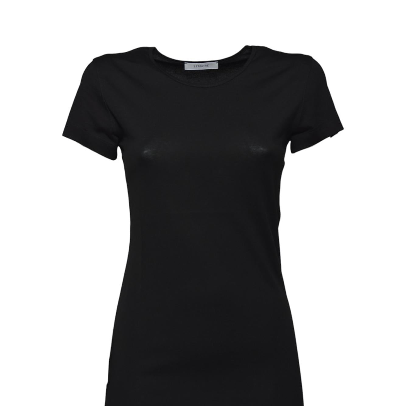 T-shirt lunga in cotone nero Lemaire 