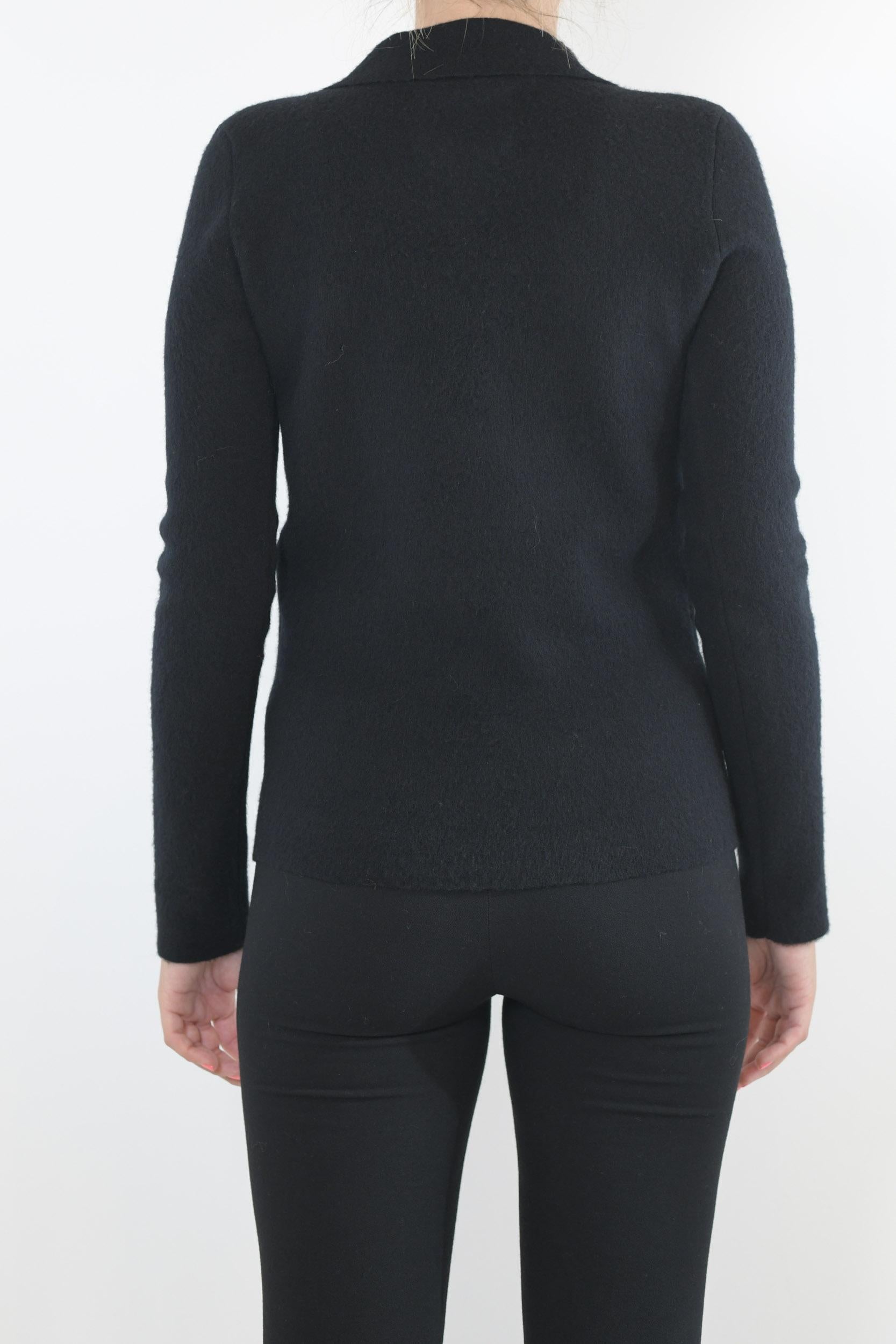 Pullover con colletto in lana vergine nera Jil Sander 