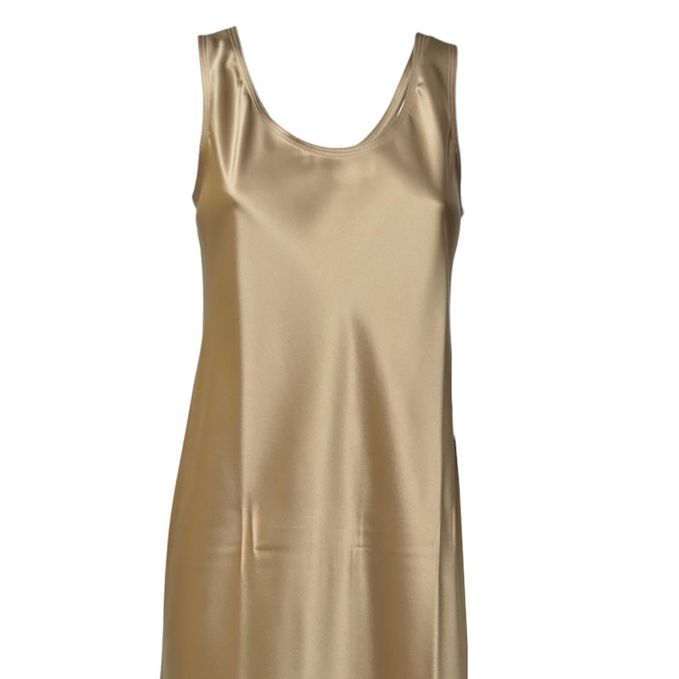 Abito Banjo in raso di seta beige scuro Max Mara 