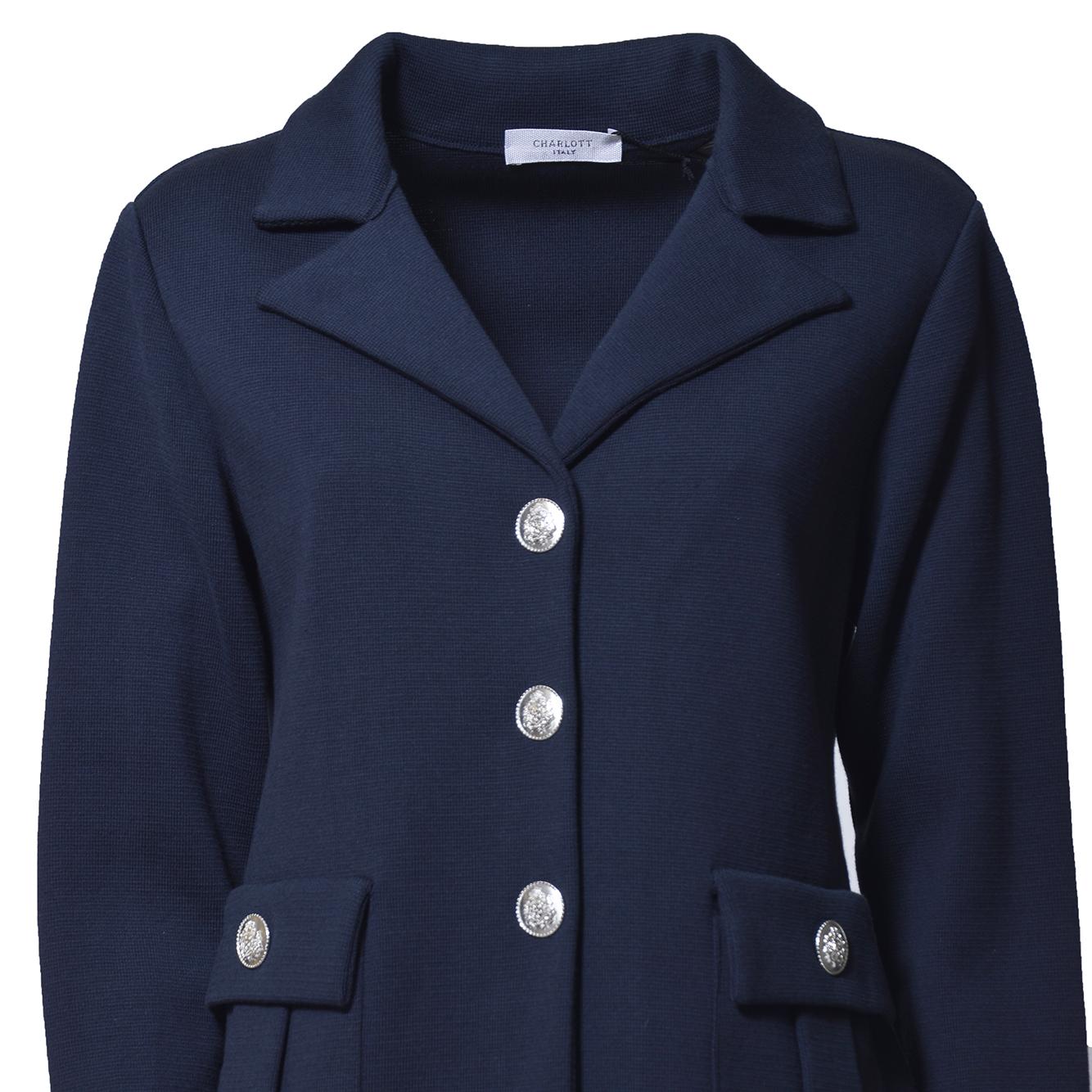 Cappotto midi in maglia di cotone blu Charlott 