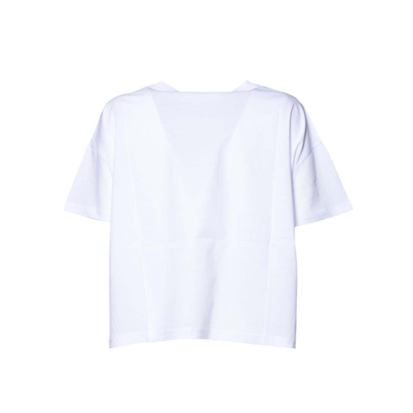 T-shirt boxy girocollo in cotone bianco Solotre 
