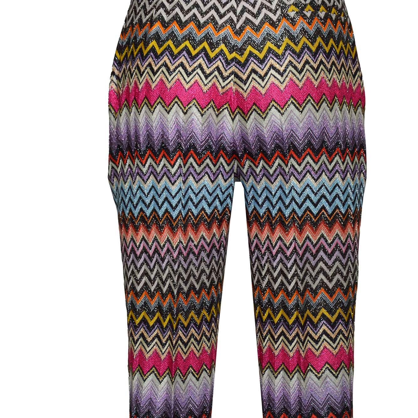 Pantalone Capri in viscosa filo lamè stampa chevron multicolore Missoni 