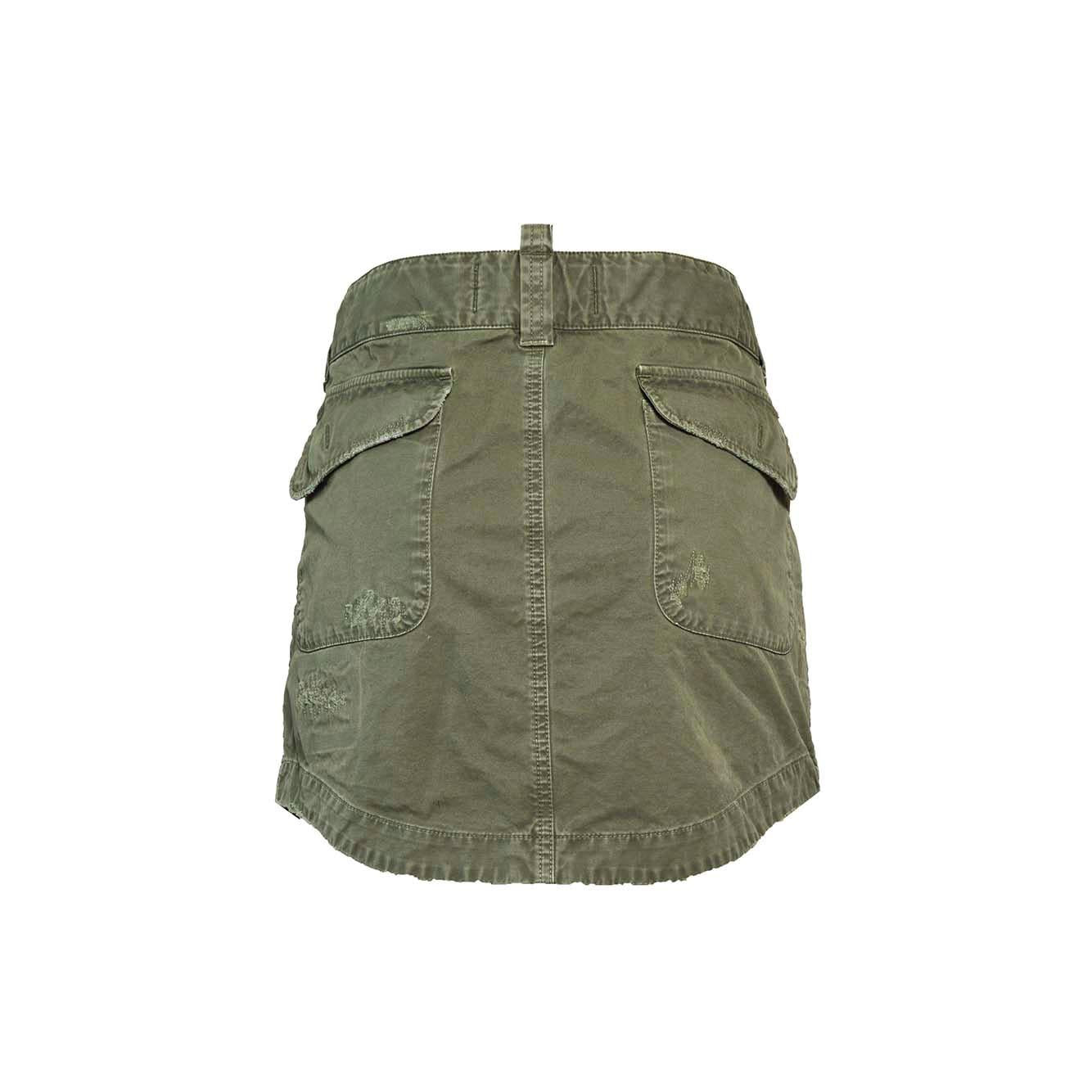Minigonna Military in cotone verde Dsquared2 