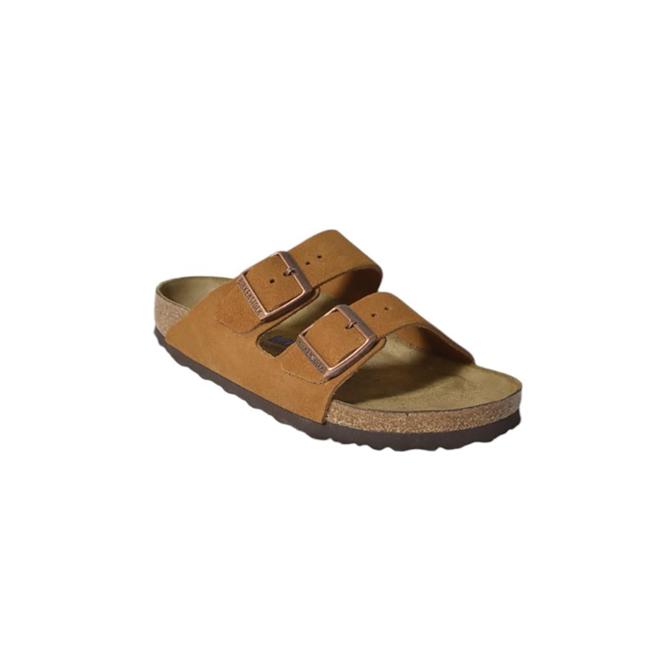 Sandali Arizona in pelle scamociata Mink castoro Birkenstock 