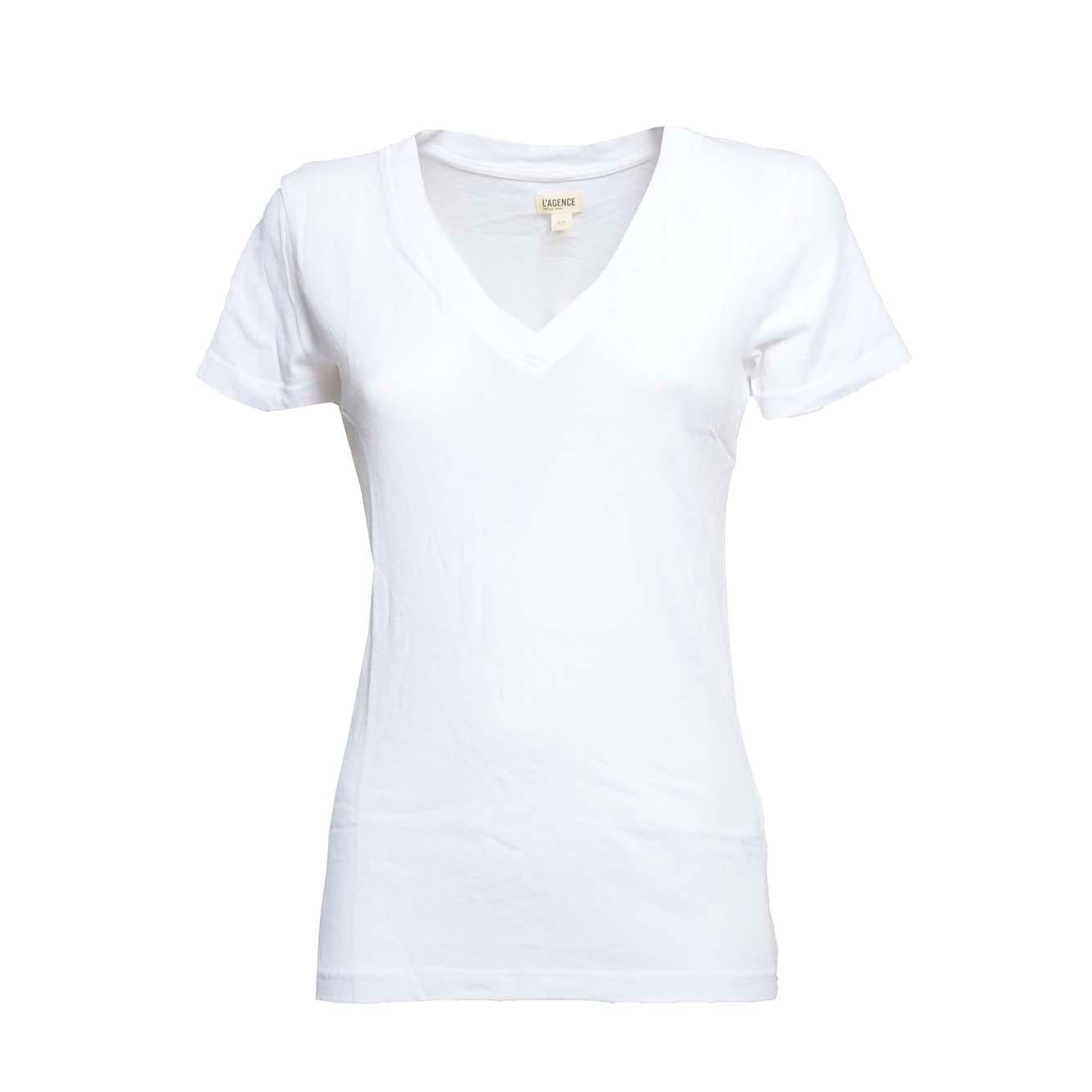 T-shirt Becca con scollo a V bianca L'Agence 