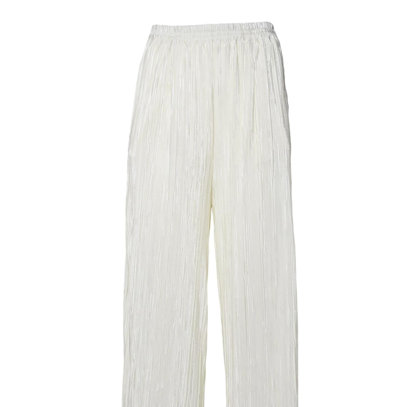 Pantalone a palazzo plissè bianco Solotre 