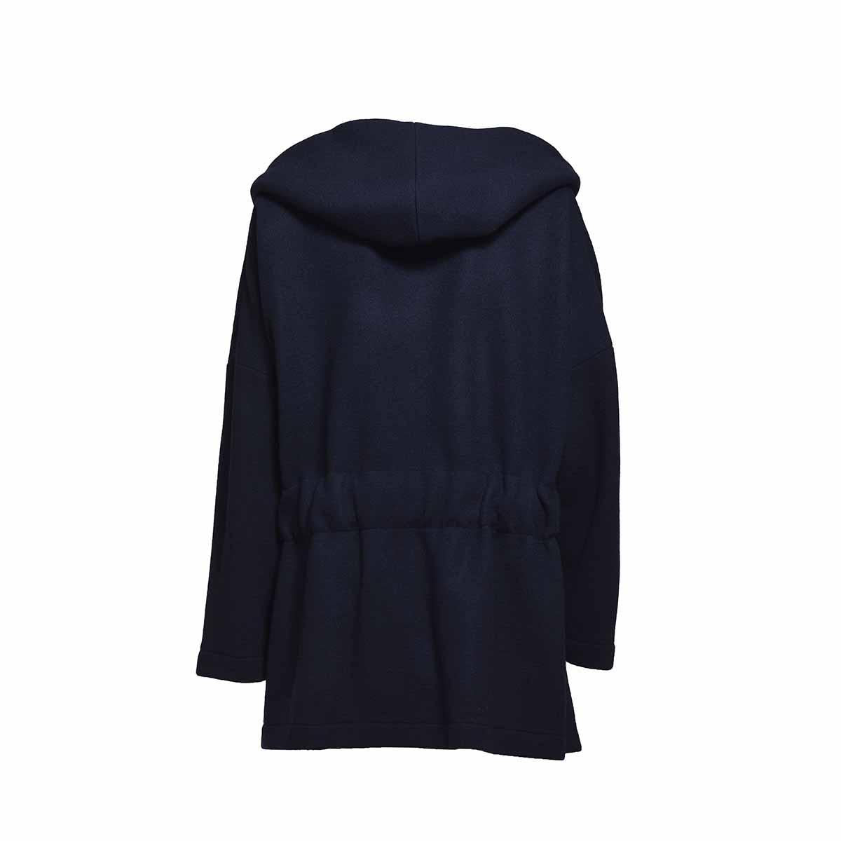 Cappotto Carmela Lanoso a vestaglia in lana vergine blu navy Barena Venezia 