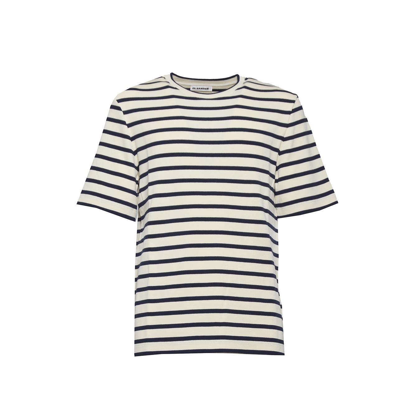 T-shirt maniche corte a righe bianco e nero Jil Sander+ 