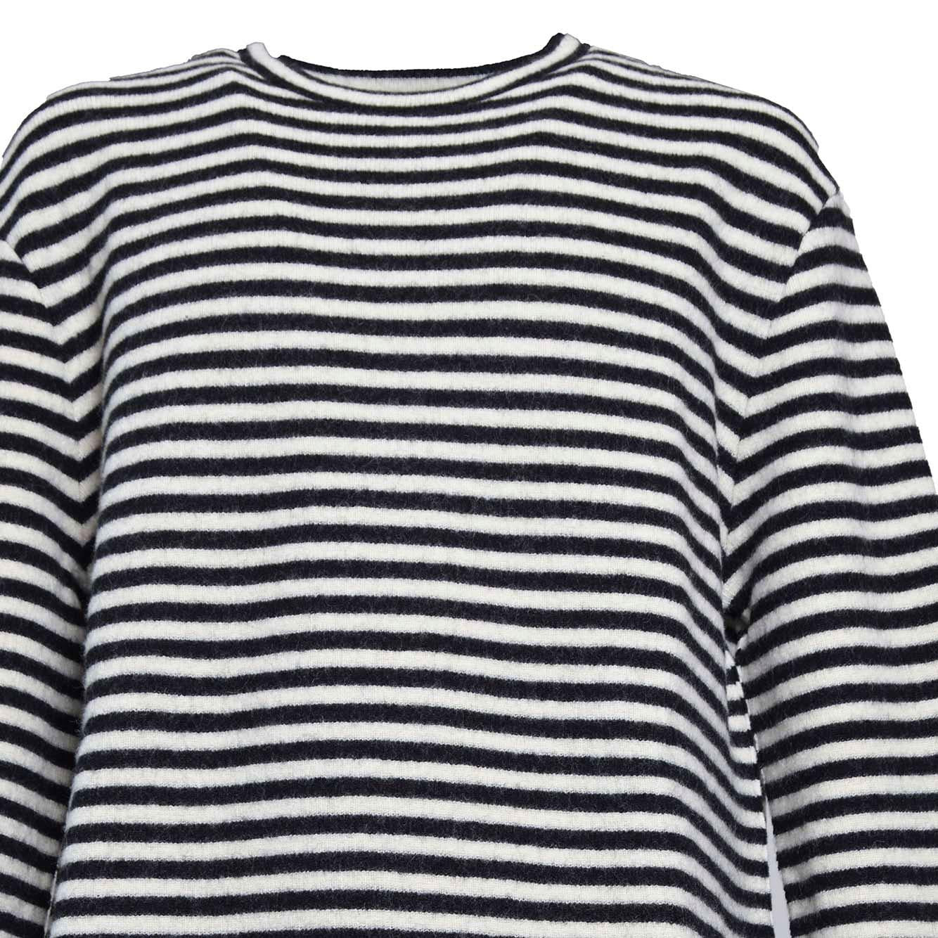 Pullover girocollo in lana a righe bianco e nero Jil Sander 
