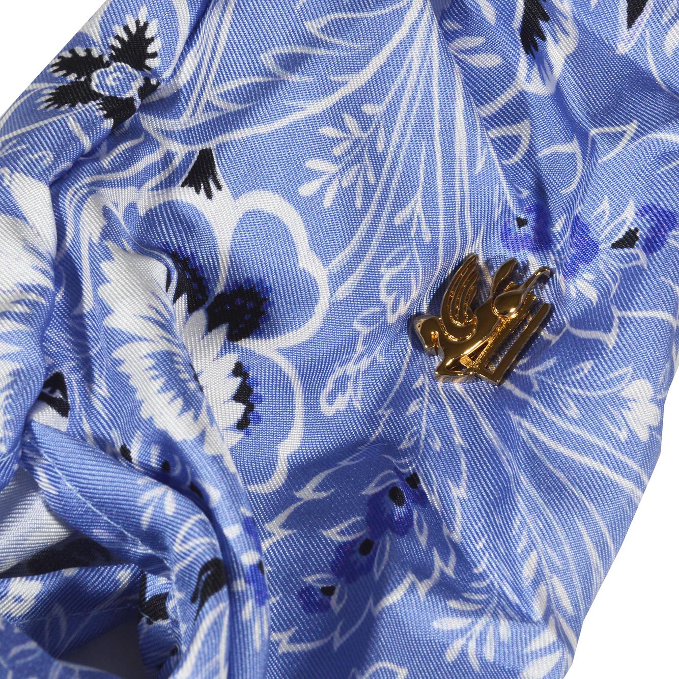Fascia per capelli in seta azzurra stampa paisley Etro 