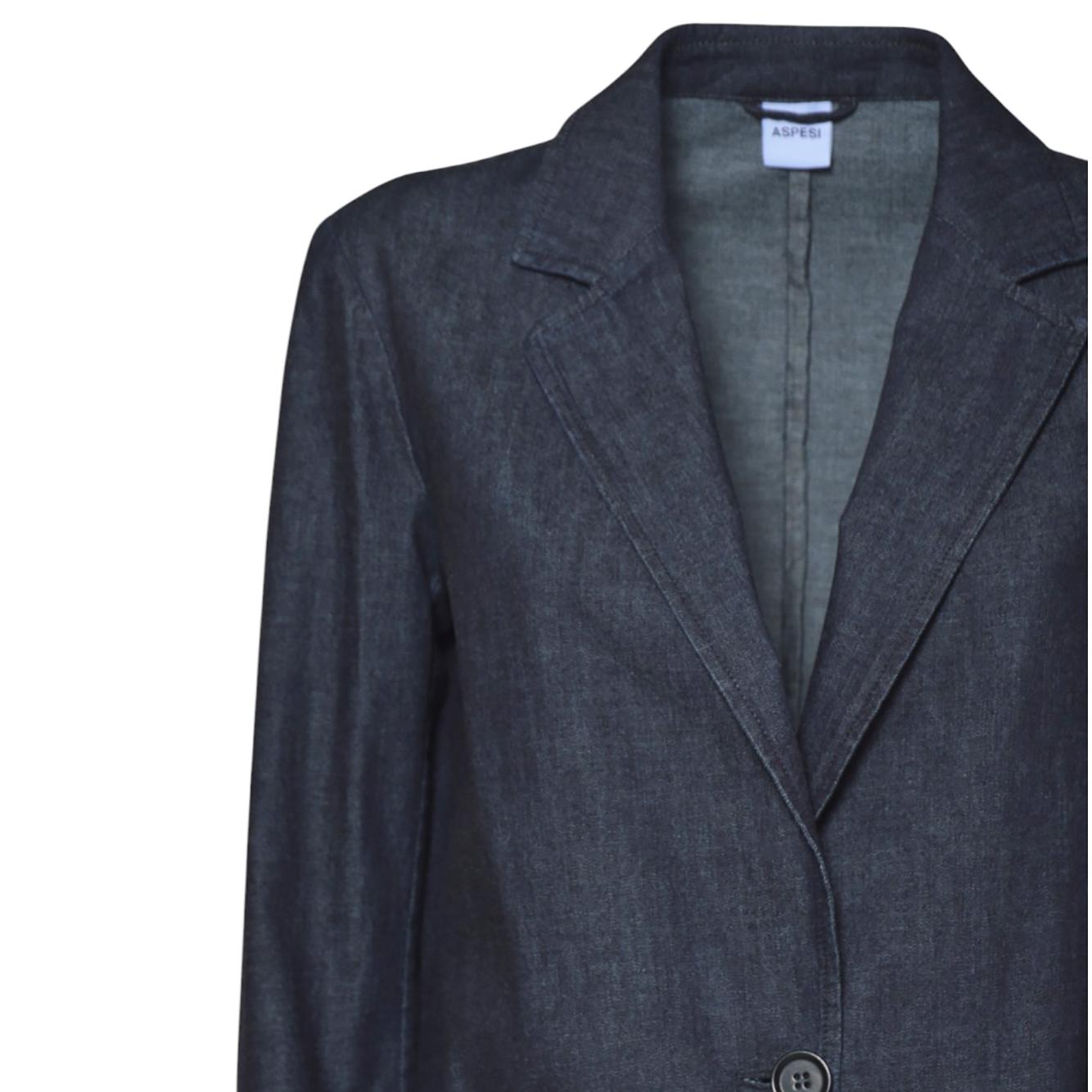 Giacca monopetto in denim blu Aspesi 