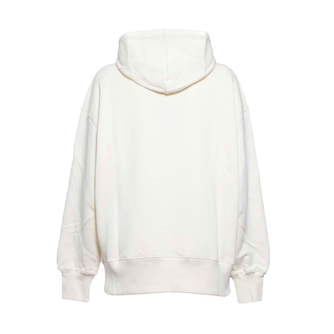 Felpa con cappuccio in cotone panna stampa logo pennello MSGM 