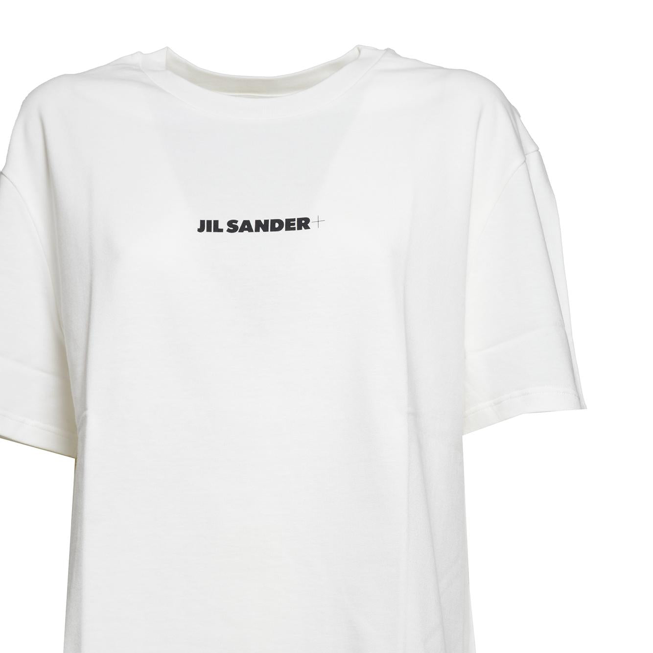 T-shirt maniche corte in cotone bianco e logo Jil Sander+ 