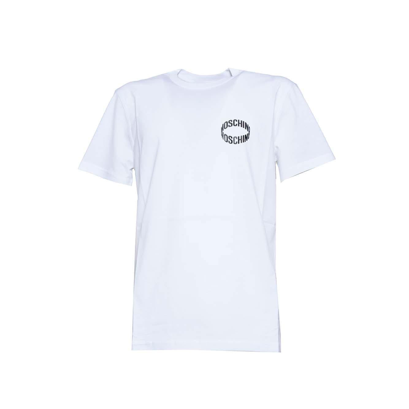 T-shirt in cotone bianco con stampa Loop Moschino 