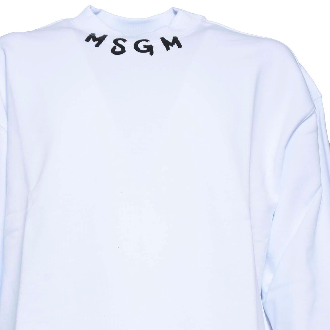 Felpa girocollo in cotone bianco stampa logo sul collo MSGM 