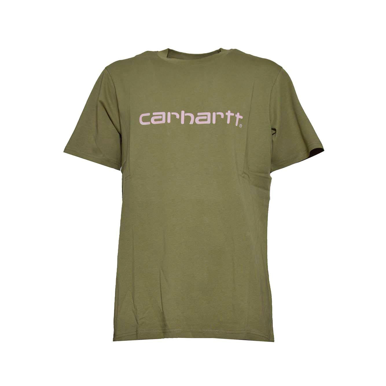 T-shirt Script in cotone verde e logo Carhartt Wip 