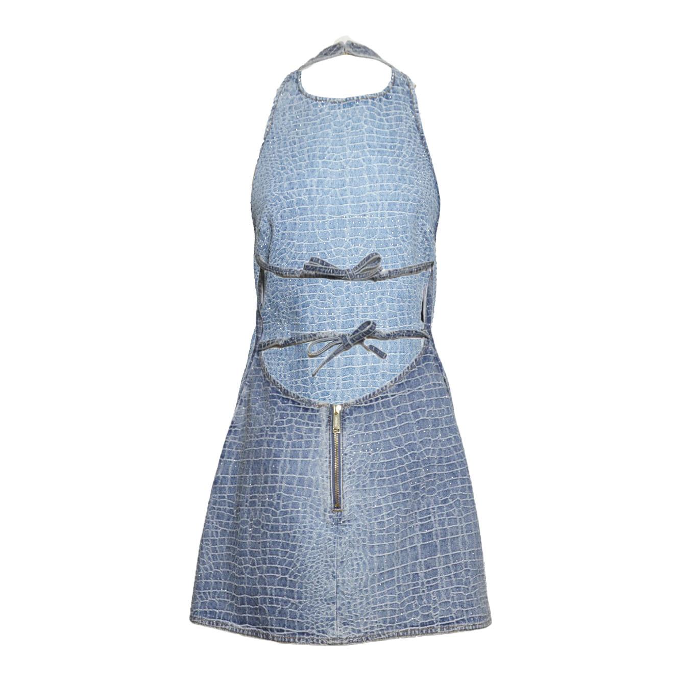 rhinestone crochet mini dress 