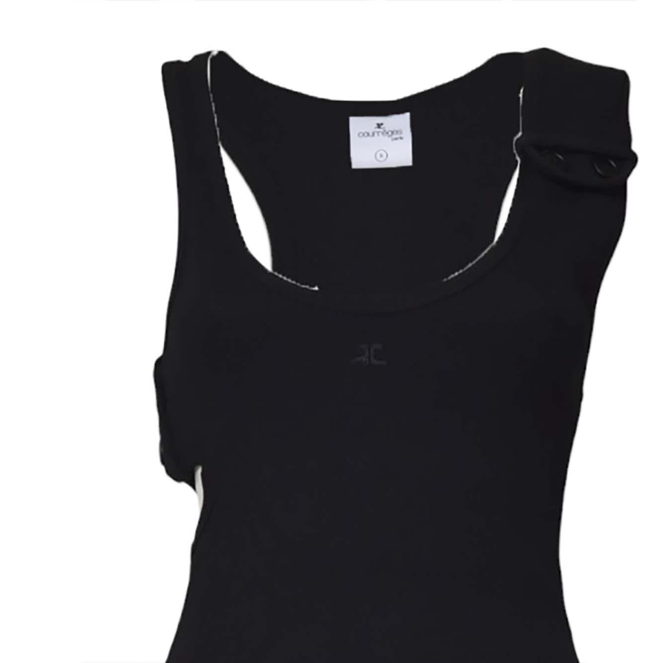 Top Double Buckle 90's a costine nero Courrèges 
