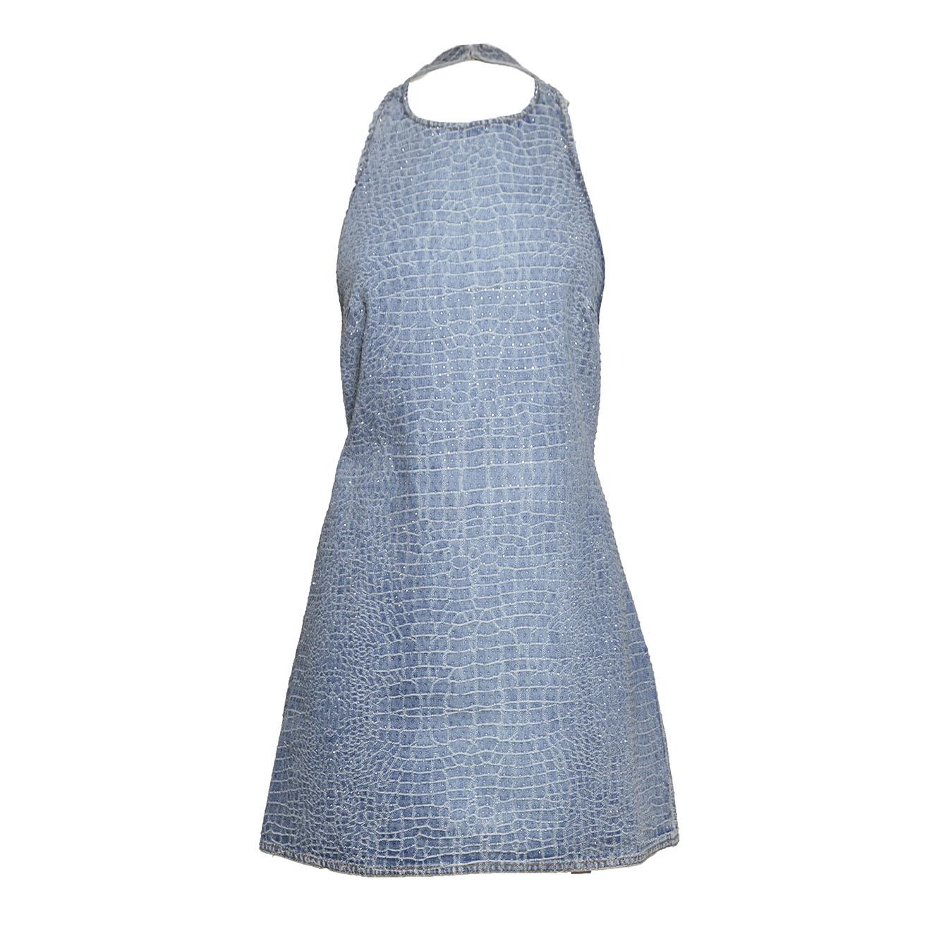rhinestone crochet mini dress 