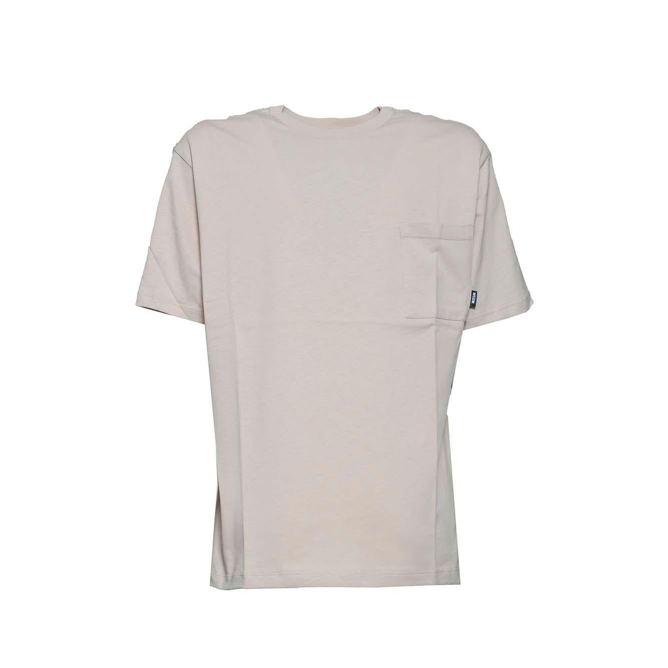 T-shirt in cotone beige con tasca MSGM Junior 